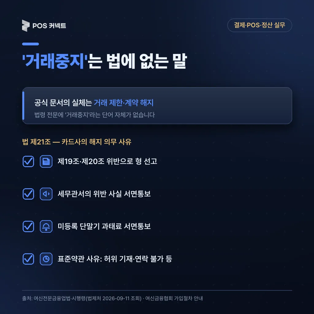 '거래중지' 는 법에 없는 말