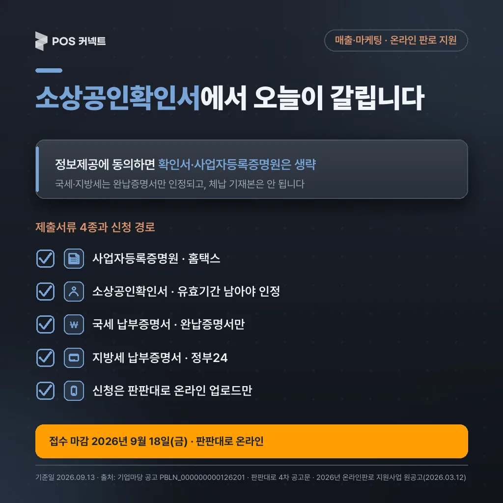 소상공인확인서 에서 오늘이 갈립니다