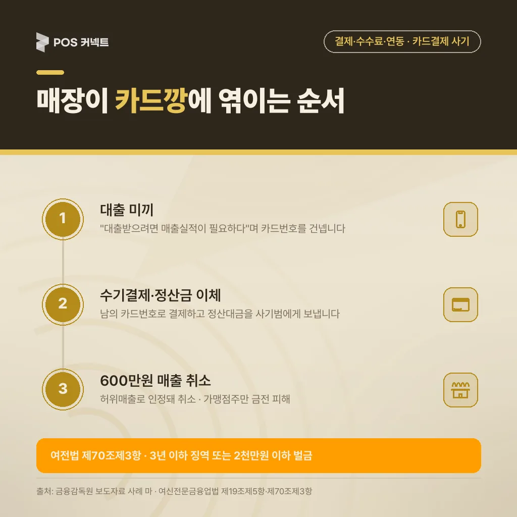 전화로 받은 카드번호 결제가 카드깡 구조로 이어지는 4단계 순서